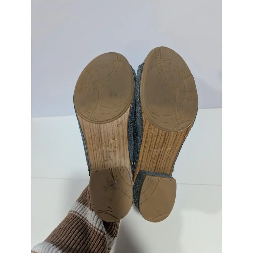 Dansko Maci Sandal Clog Size 41 Green Textured Heeled‎
